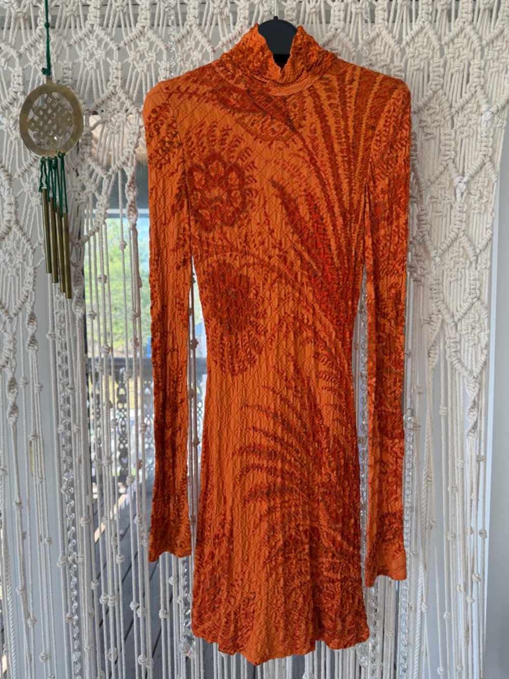 ETRO Milano Orange “Abito Kara” Textured Knit Mini Dress – IT 40 (US 4 / S) - Picture 3 of 9